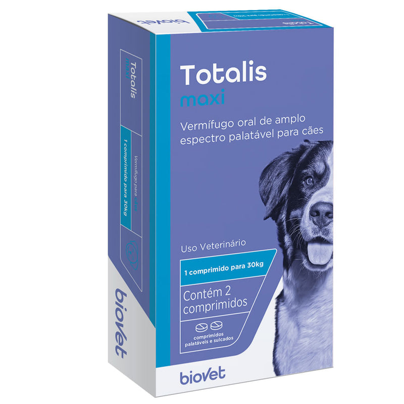 Vermífugo Totalis Maxi Para Cães 1,98g Biovet 2 Comprimidos