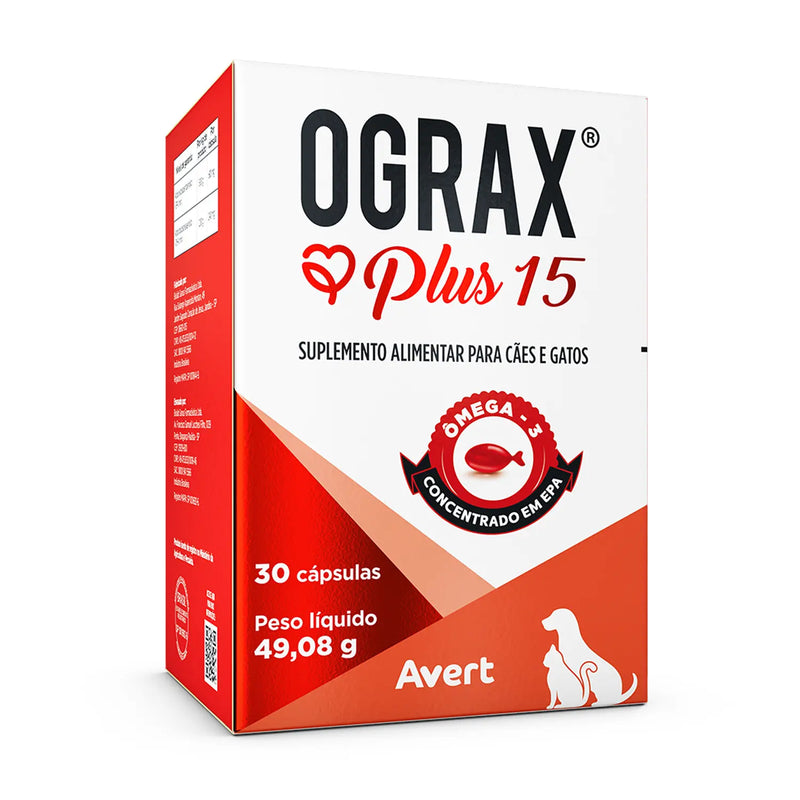 Ograx Plus 15 Avert Para Cães E Gatos 30 Capsulas.