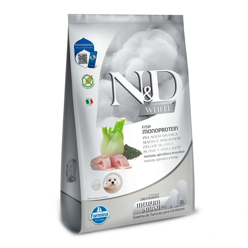 Ração N&D White Cães Adultos Mini Sabor Merluza 2 Kg