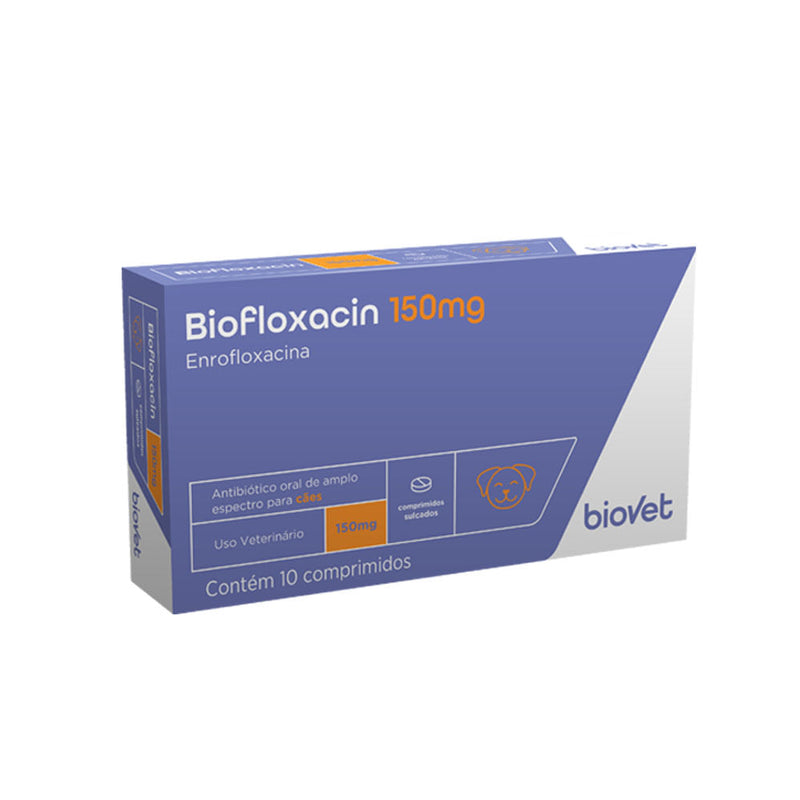 Antibiótico Biofloxacin 150mg Biovet com 10 Comprimidos