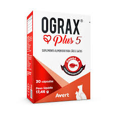 Suplemento Alimentar Ograx Plus 5 30 Cápsulas Para Cães e Gatos