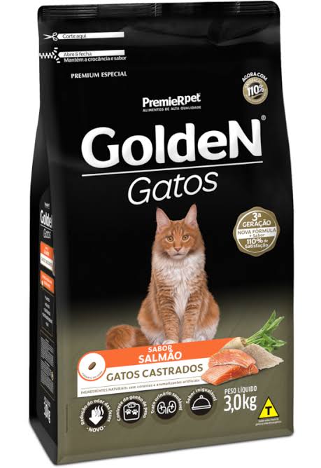 Ração Golden Gatos Castrados Sabor Salmão 3kg
