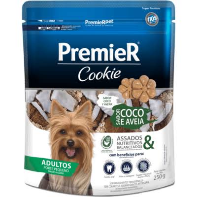 Biscoito Premier Cookie Cães Adultos Pequeno Porte Coco e Aveia Premier Pet 250g