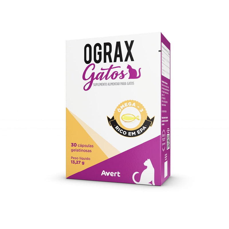 Suplemento Alimentar Ograx Gatos Avert 30 Cápsulas
