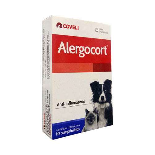 Anti-Inflamatório Coveli Alergocort para Cães e Gatos com 10 Comprimidos