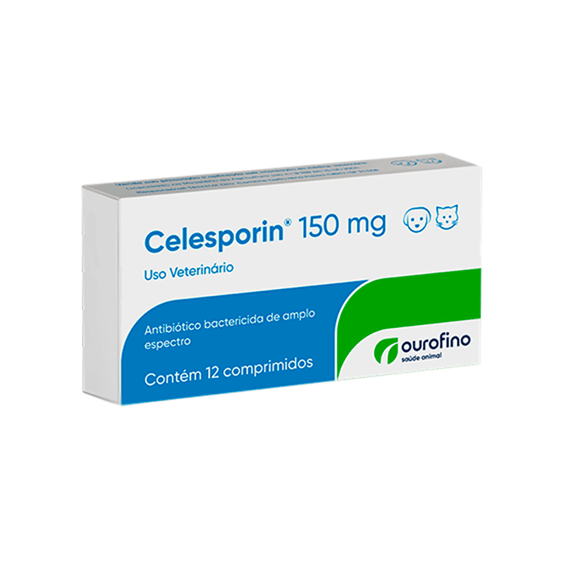 Antibiótico Celesporin 150mg Ouro Fino com 12 Comprimidos