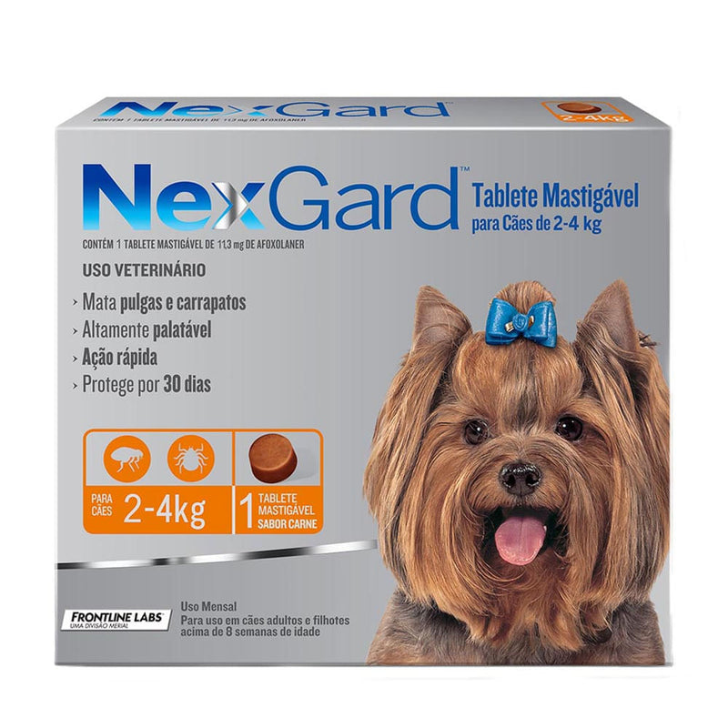 Antipulgas E Carrapatos Nexgard Para Cães De 2 A 4Kg