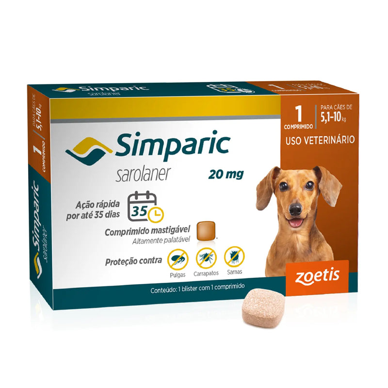 Simparic 5 Mg Para Cães 1,3 a 2,5 Kg
