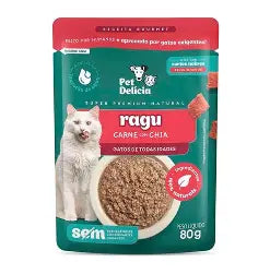 Sachê Ragu de Carne com Chia Pet Delícia Para Gatos 80g