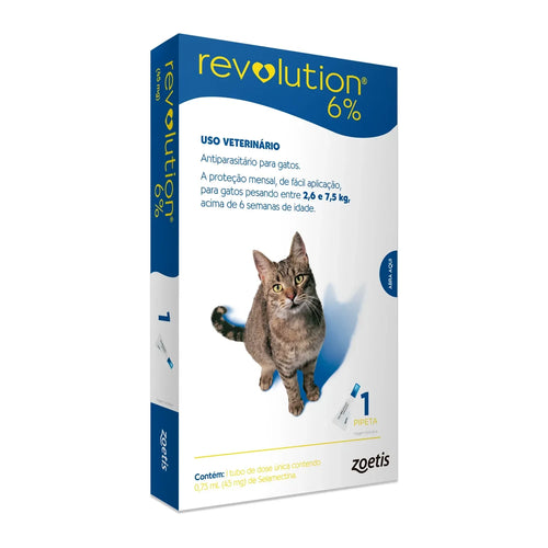 Revolution 6% 0.75ml Para Gatos 2,6kg a 7,5kg Zoetis