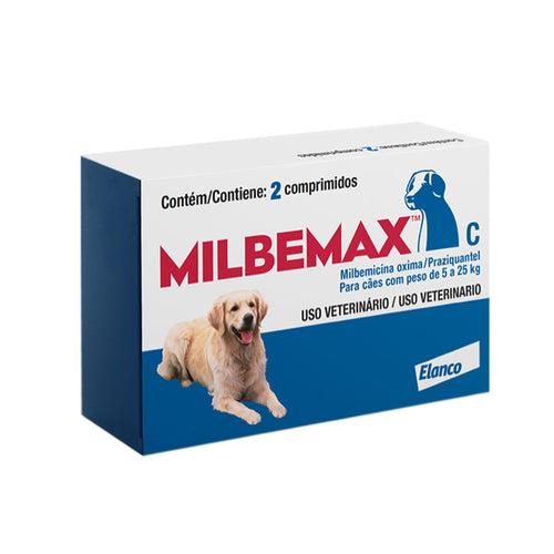 Milbemax para Cães de 5 a 25kg Novartis com 2 Comprimidos