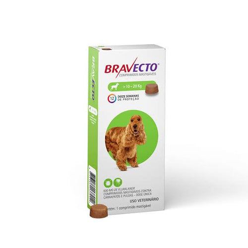 Antipulgas e Carrapatos Bravecto 500mg Para Cães de 10 a 20kg