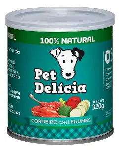 Racao Umida Natural Para Caes Pet Delicia Cordeiro Com Legumes 320G