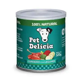 Ração Úmida Para Cães Adultos Cordeiro Com Legumes Pet Delícia 320g