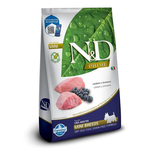 Ração N&D Prime Cães Adultos Mini Sabor Cordeiro e Blueberry 800 G