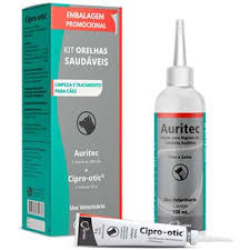 Kit Otológico Syntec Auritec e Cipro Otic para Cães e Gatos Syntec 2unidades