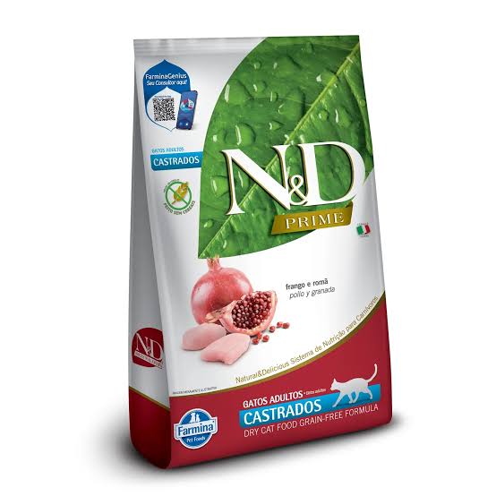 Ração Farmina N&D Prime Grain Free Frango Romã Para Gatos Adultos Castrados 1,5kg
