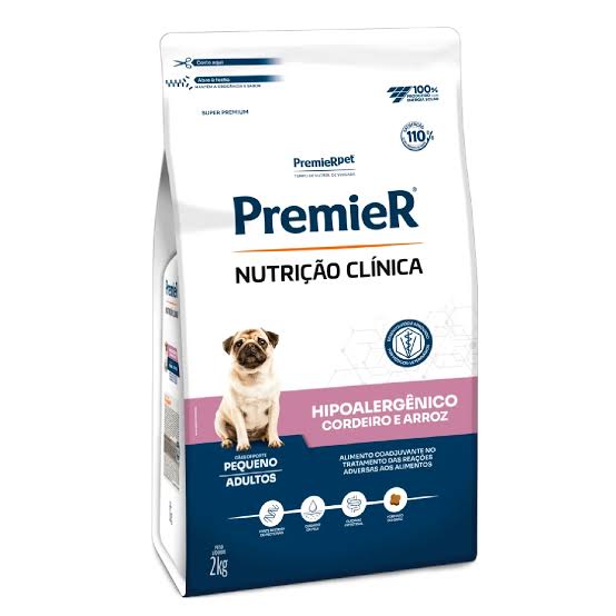 Ração Premier Nutrição Clínica Hipoalergênico Cães Adultos Porte Pequeno Sabor Cordeiro e Arroz - 2 Kg