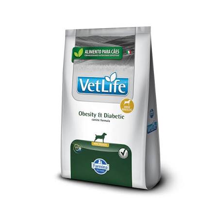 Ração Farmina Vet Life Natural Obesity e Diabetic Para Cães Adultos Raças Pequenas 2kg