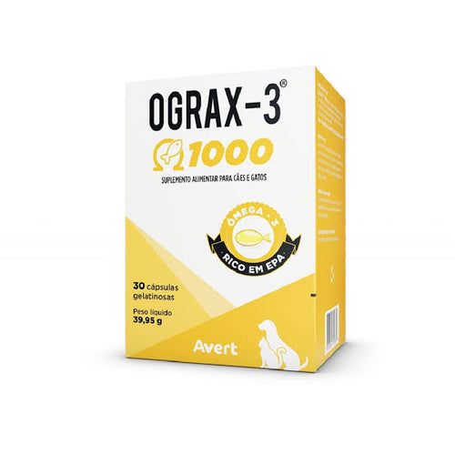 Suplemento Avert Ograx-3 1000 Cães e Gatos 30g C/30 Cápsulas