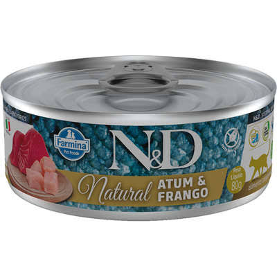 Lata Farmina N&D Natural Para Gatos Atum e Frango 70g