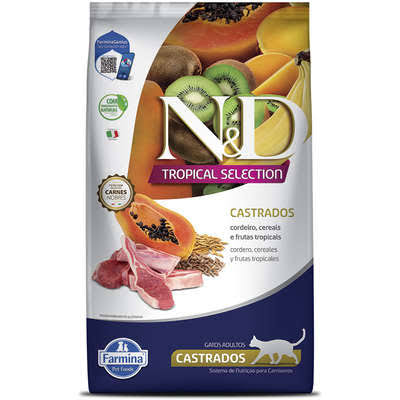 Ração N&D Tropical Selection Gatos Castrados Sabor Cordeiro, Cereais e Frutas Tropicais 1,5kg