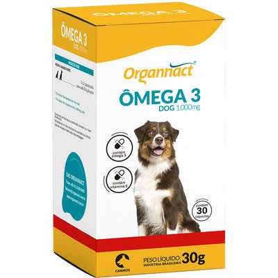 Suplemento Vitamínico Ômega 3 Dog 1000mg Organnact com 30 Cápsulas