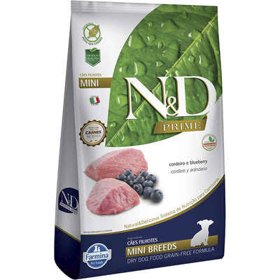 Ração Farmina N&D Prime Grain Free Cordeiro Blueberry Para Cães Filhotes Raças Pequenas 800g