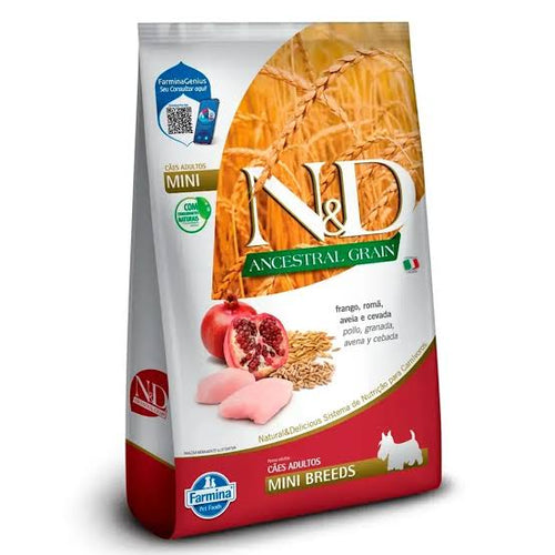 Ração N&D Ancestral Grain Cães Adultos Mini Sabor Frango e Romã 2,5 Kg