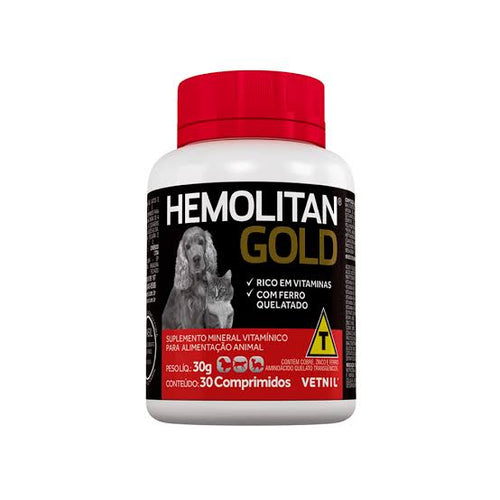 Suplemento Hemolitan Gold Vetnil com 30 Comprimidos
