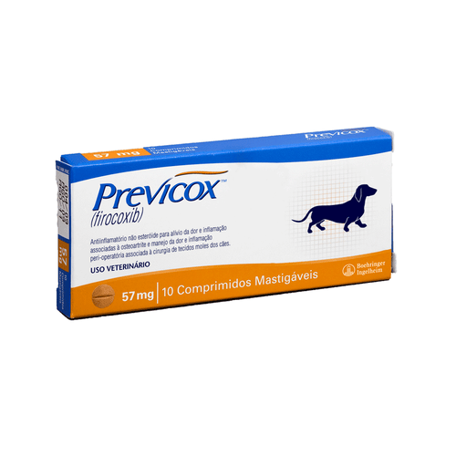 Previcox 57mg para Cães Medicamento Veterinário Merial Com 10cpr