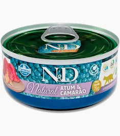 Lata Farmina N&D Natural Para Gatos Atum e Camarão